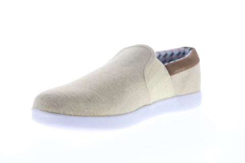 Ben Sherman Presely Gingham Slip On Mens Beige Canvas Lifestyle Sneakers Shoes