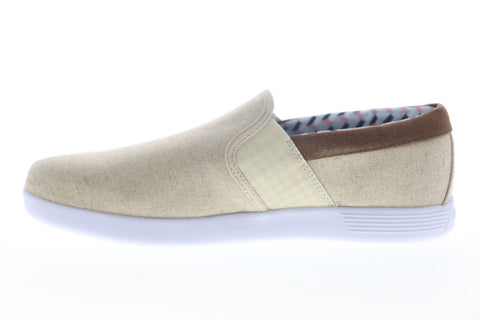 Ben Sherman Presely Gingham Slip On Mens Beige Canvas Lifestyle Sneakers Shoes