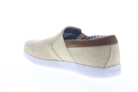 Ben Sherman Presely Gingham Slip On Mens Beige Canvas Lifestyle Sneakers Shoes