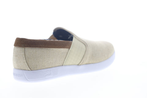Ben Sherman Presely Gingham Slip On Mens Beige Canvas Lifestyle Sneakers Shoes