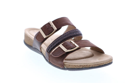 Earth Origins Bosk Baylen Womens Brown Leather Strap Slides Sandals Shoes