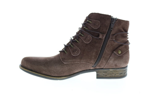 Earth Boone Womens Brown Suede Lace Up Ankle & Booties Boots