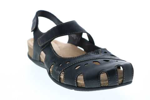 Earth Origins Bosk Benji Womens Black Leather Strap Slingback Sandals Shoes