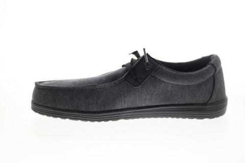 GBX Bowery BOWERY Mens Black Canvas Casual Loafers & Slip Ons Shoes