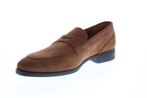 Bruno Magli BRANDO Mens Brown Suede Loafers & Slip Ons Penny Shoes