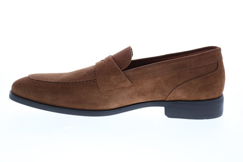 Bruno Magli BRANDO Mens Brown Suede Loafers & Slip Ons Penny Shoes