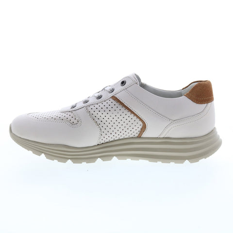 Mobils Ergonomic Brayan Perf Mens Beige Leather Lifestyle Sneakers Shoes