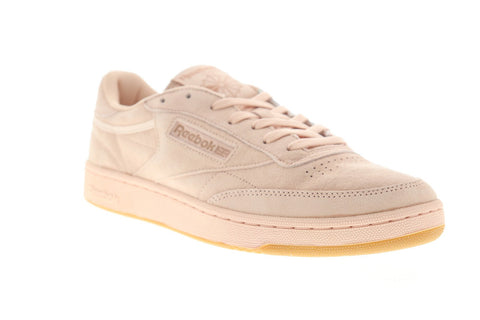 Reebok Club C 85 Tg Mens Pink Suede Low Top Lace Up Sneakers Shoes
