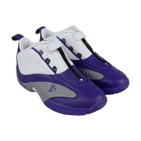 Reebok Iverson Answer Iv Pe Mens Purple Mid Top Athletic Gym Basketball Shoes