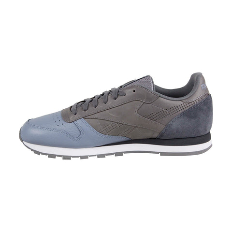 Reebok Classic Leather Ue BS9937 Mens Blue Gray Casual Low Top Sneakers Shoes