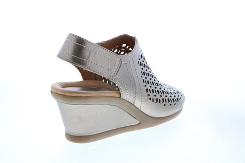 Earth Cascade Vintage Leather Womens Gray Wide Strap Pumps Heels Shoes