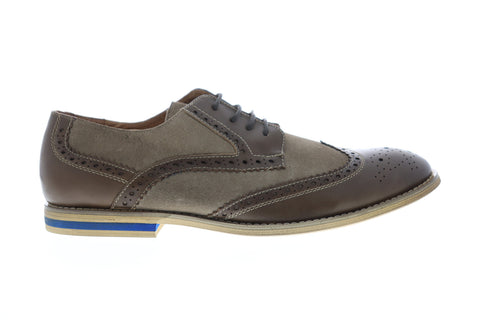 Robert Wayne Wing Tip CHARLOTTE Mens Brown Leather Lace Up Wingtip Oxfords Shoes