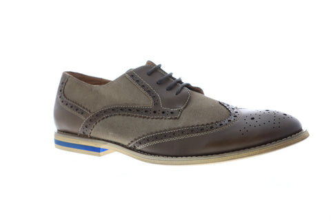 Robert Wayne Wing Tip CHARLOTTE Mens Brown Leather Lace Up Wingtip Oxfords Shoes