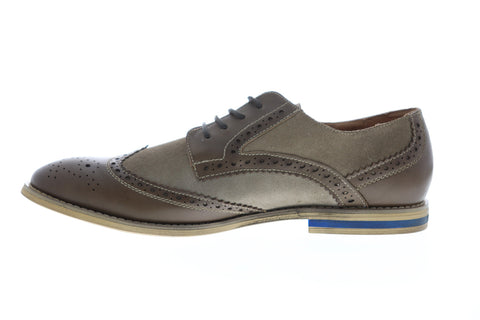 Robert Wayne Wing Tip CHARLOTTE Mens Brown Leather Lace Up Wingtip Oxfords Shoes