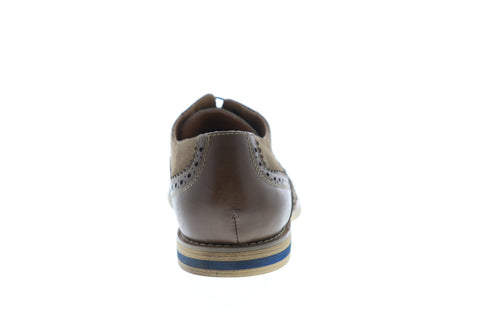 Robert Wayne Wing Tip CHARLOTTE Mens Brown Leather Lace Up Wingtip Oxfords Shoes