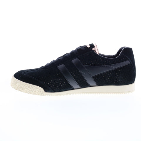 Gola Harrier Glimmer Suede CLA190 Womens Black Suede Lifestyle Sneakers Shoes
