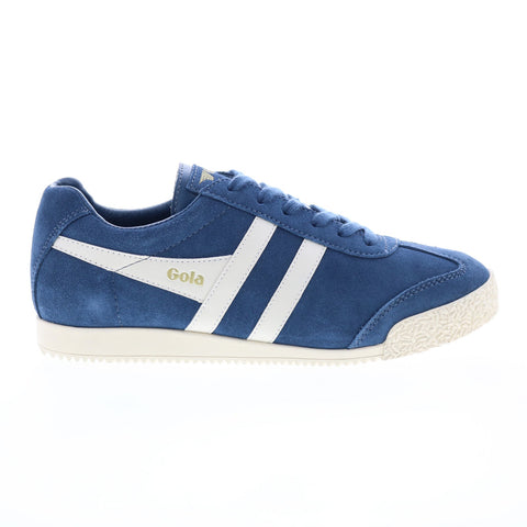 Gola Harrier Suede CLA192 Womens Blue Suede Lace Up Lifestyle Sneakers Shoes