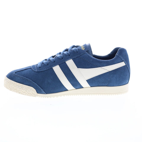 Gola Harrier Suede CLA192 Womens Blue Suede Lace Up Lifestyle Sneakers Shoes