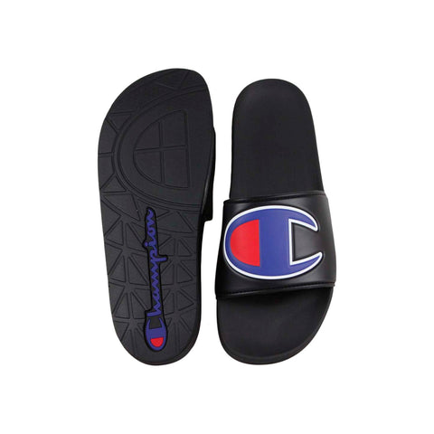 Champion Ipo CM100073M Mens Black Slip On Slides Sandals Shoes