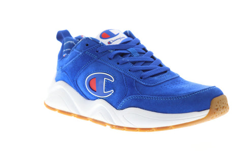 Champion 93 Eighteen Big C Mens Blue Suede Low Top Lace Up Sneakers Shoes