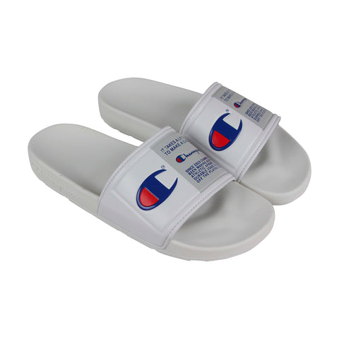 Champion Ipo Jock Mens White Synthetic Slides Slip On Sandals Shoes