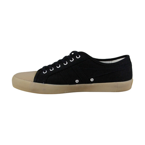 Gola Coaster Linen CMA135 Mens Black Canvas Retro Lifestyle Sneakers Shoes