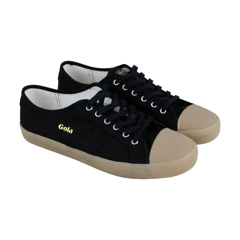Gola Coaster Linen CMA135 Mens Black Canvas Retro Lifestyle Sneakers Shoes