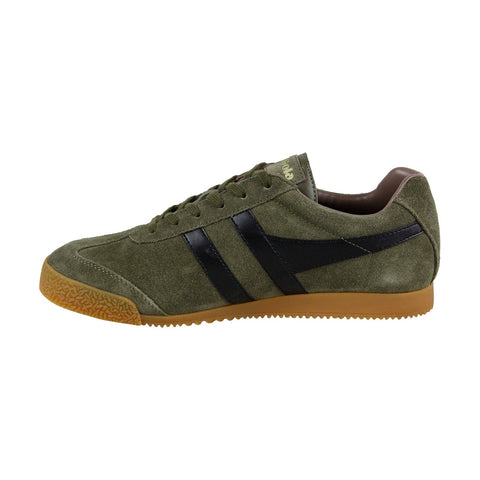 Gola Harrier Suede CMA192 Mens Green Retro Lace Up Low Top Sneakers Shoes