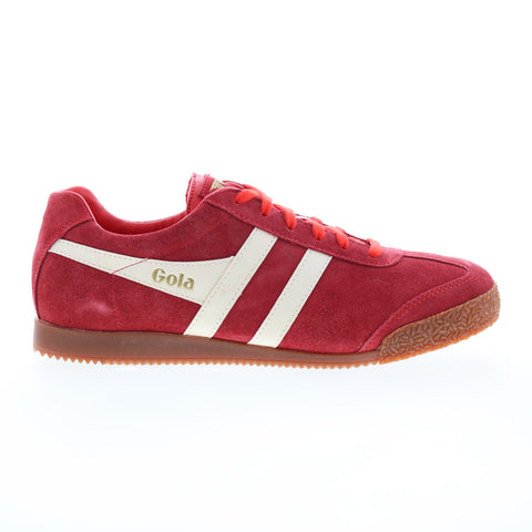 Gola Harrier Suede CMA192 Mens Red Suede Lace Up Lifestyle Sneakers Shoes