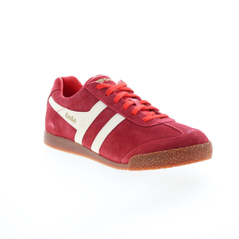 Gola Harrier Suede CMA192 Mens Red Suede Lace Up Lifestyle Sneakers Shoes