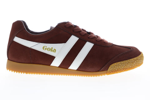 Gola Harrier Suede CMA192 Mens Brown Low Top Lace Up Lifestyle Sneakers Shoes