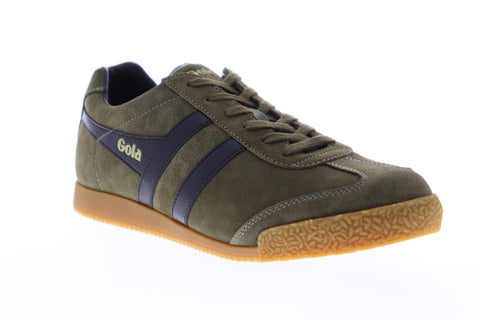 Gola Harrier Suede Mens Green Suede Low Top Lace Up Sneakers Shoes