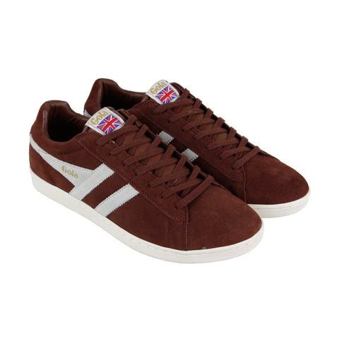 Gola Equipe CMA495 Mens Brown Suede Retro Low Top Lifestyle Sneakers Shoes