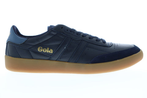 Gola Inca Leather CMA686 Mens Blue Retro Low Top Lifestyle Sneakers Shoes