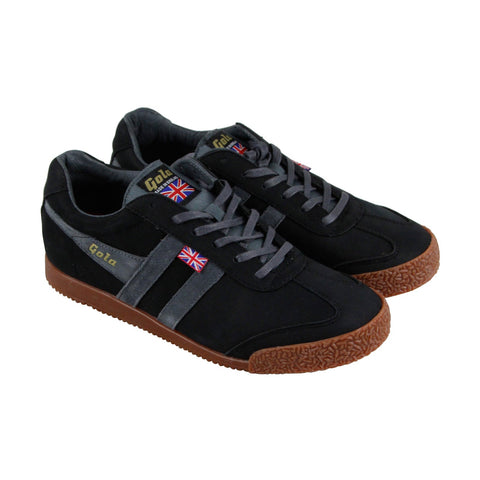 Gola Harrier2 CMA997 Mens Black Leather Casual Lace Up Low Top Sneakers Shoes