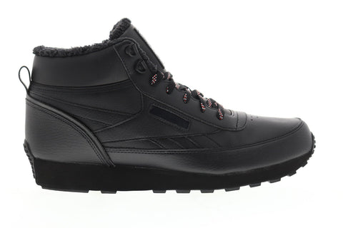 Reebok Classic Renaissance Mens Black Leather Low Top Lace Up Sneakers Shoes