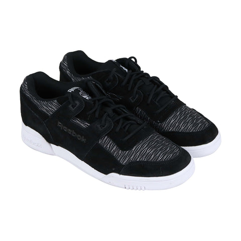 Reebok Workout Plus Fw Mens Black Nylon & Suede Low Top Sneakers Shoes