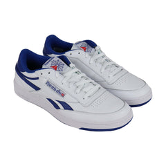 Reebok Revenge Plus Mu Mens White Leather Low Top Lace Up Sneakers Shoes