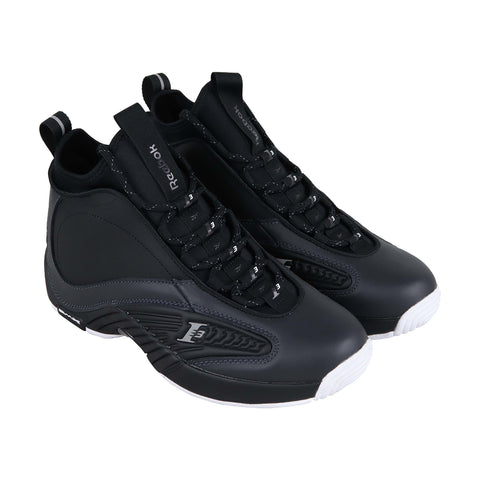 Reebok Iverson Answer Iv.V Mens Black Leather High Top Sneakers Shoes