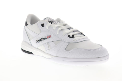 Reebok Unphased Pro Mens White Leather & Textile Low Top Sneakers Shoes