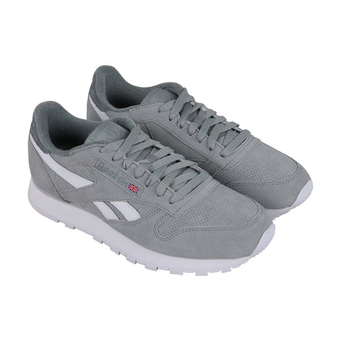 Reebok Classic Leather Mu Mens Gray Suede Low Top Lace Up Sneakers Shoes