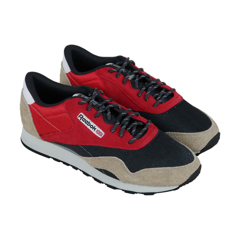 Reebok Classic Nylon Mu Mens Gray Red Suede & Nylon Low Top Sneakers Shoes