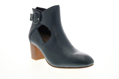 Earth Corinth Womens Blue Leather Zipper Ankle & Booties Boots