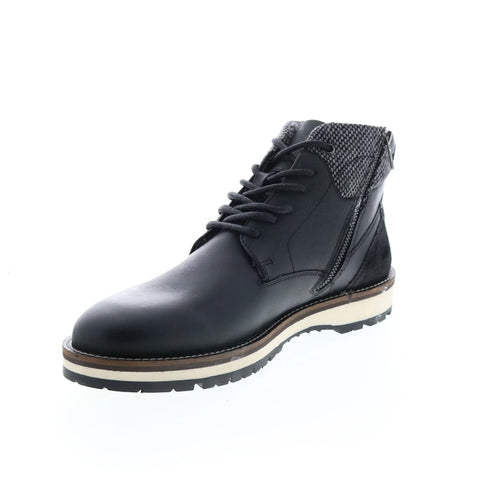 Crevo Quade CV1912-001 Mens Black Leather Zipper Casual Dress Boots
