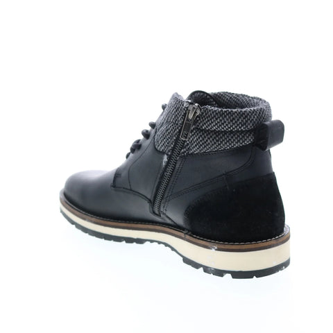 Crevo Quade CV1912-001 Mens Black Leather Zipper Casual Dress Boots
