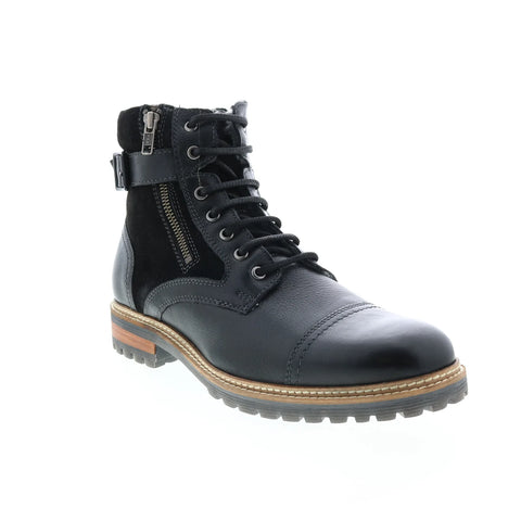 Crevo Silverton CV1923-001 Mens Black Leather Zipper Casual Dress Boots