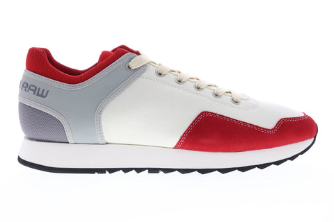 G-Star Calow Mens White Suede & Textile Low Top Lace Up Sneakers Shoes