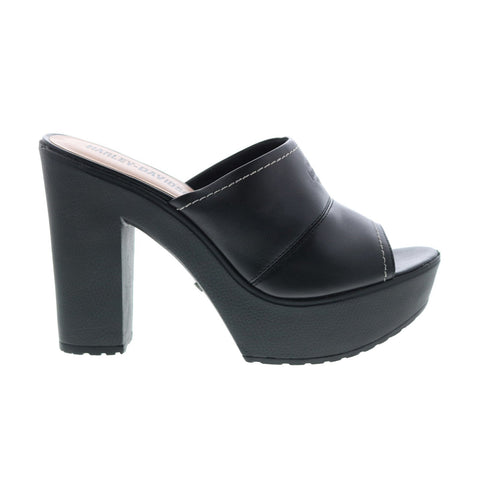 Harley-Davidson Barnes D84365 Womens Black Leather Wedges Sandals Shoes
