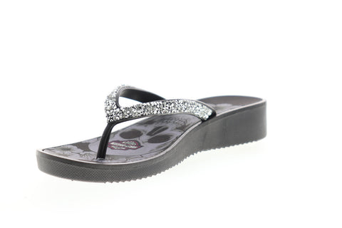 Harley-Davidson Anders D84411 Womens Black Sandals Slip On Flip-Flops Shoes