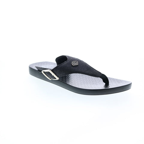 Harley-Davidson Telford D84568 Womens Black Leather Flip-Flops Sandals Shoes